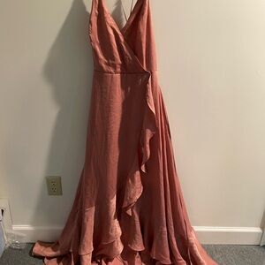 Lulu's Blush Pink Ruffle Maxi Dress